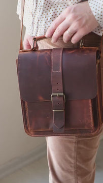 Leather 8-Pipe Messenger Bag, Handmade Shoulder Pipe Tobacco Bag, Crossbody Bag for 8-Pipes, Gift For Him, Gift For Her