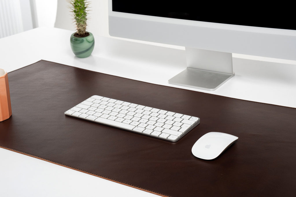 Premium Leather Desk Mat, 2.6 mm Vegetable Tanned Leather Custom Desk Blotter, Personalized Office Desk Pad, Desk Accessories, Mocha