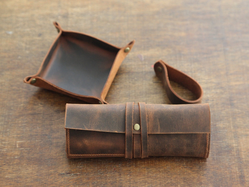 Tobacco Leather Mini Pipe Pouch: Handmade Pocketsize Pipe Bag for 1-Pipe