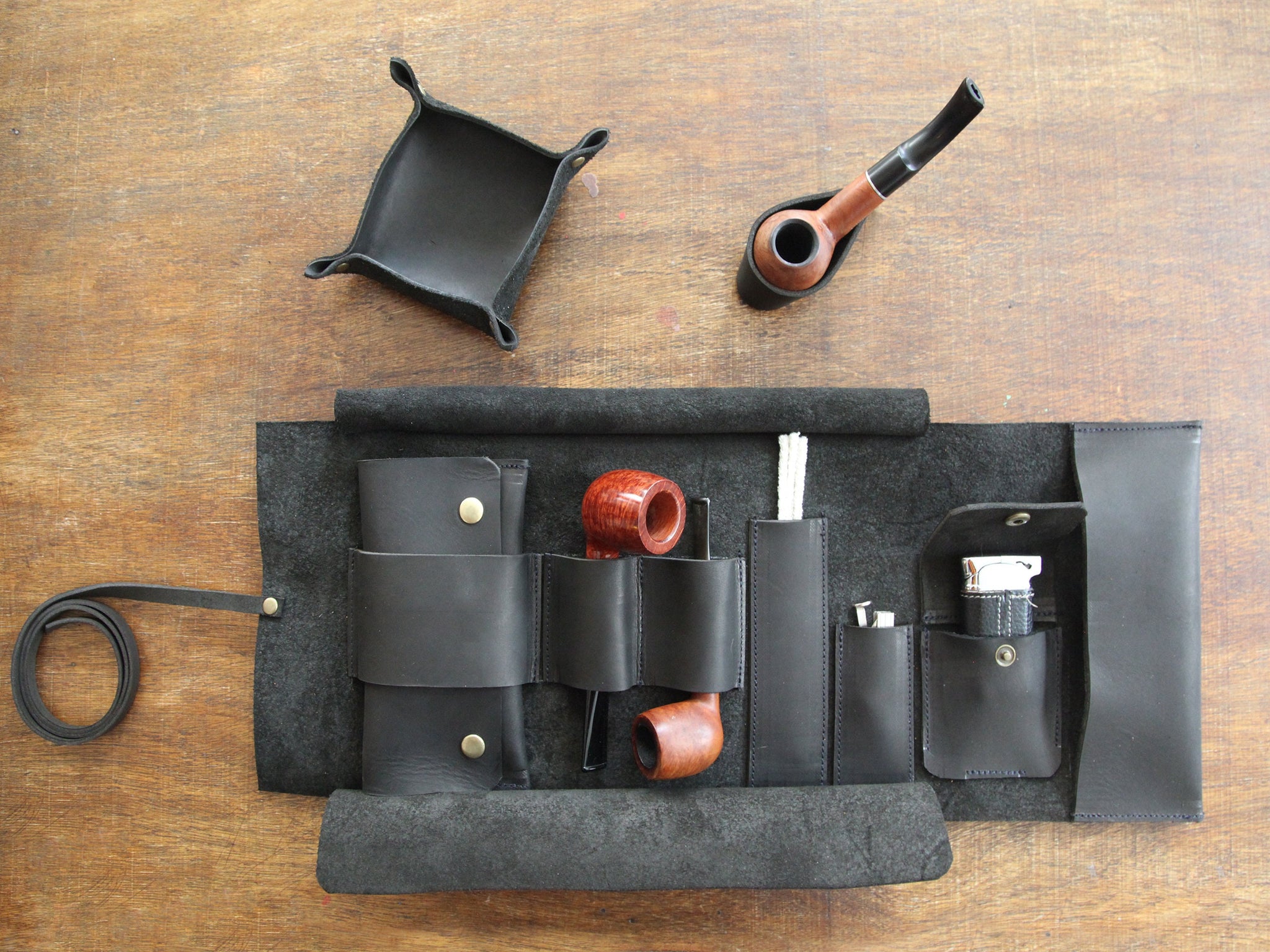 leather pipe tobacco pouch Brown - Pipe Holder, Travel Leather Pipe Pouch, Christmas Gift for Tobacco Smokers please select it from the selection box on the right side of the page Leather Pipe Roll Kit: Handcrafted