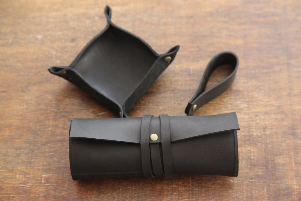 Black Leather Mini Pipe Pouch: Handmade Pocketsize Pipe Bag for 1-Pipe
