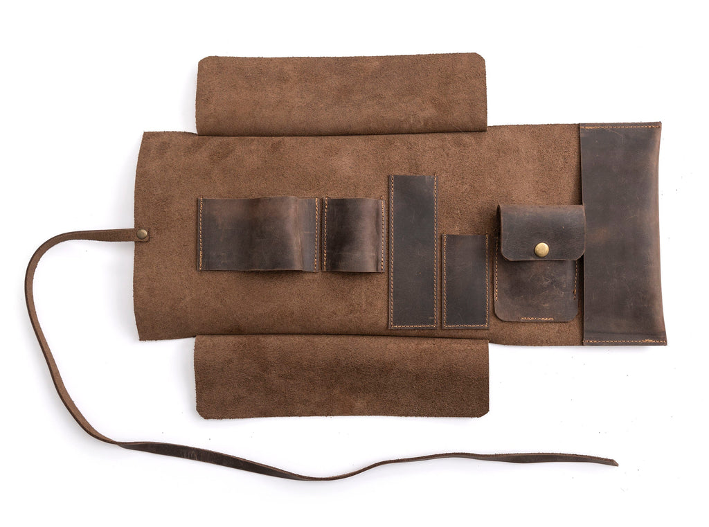 Chestnut Leather Pipe Pouch: Handmade Pipe Bag for 1-Pipe
