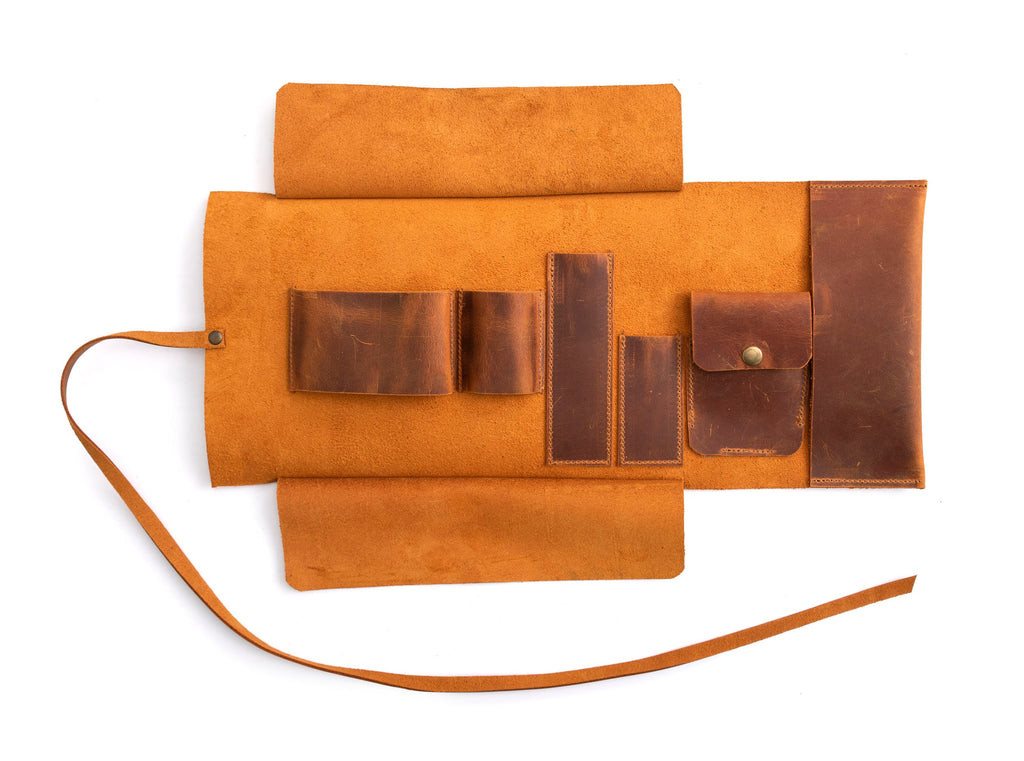 Camel Leather Pipe Pouch: Handmade Pipe Bag for 1-Pipe