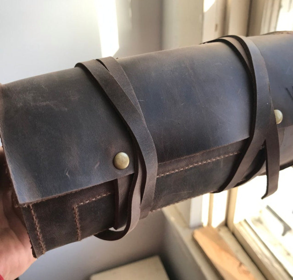 Black Leather Pipe Pouch: Handmade Pipe Bag for 2-Pipes