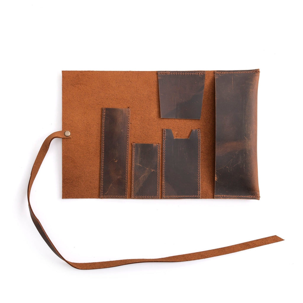 Tobacco Leather Mini Pipe Pouch: Handmade Pocketsize Pipe Bag for 1-Pipe