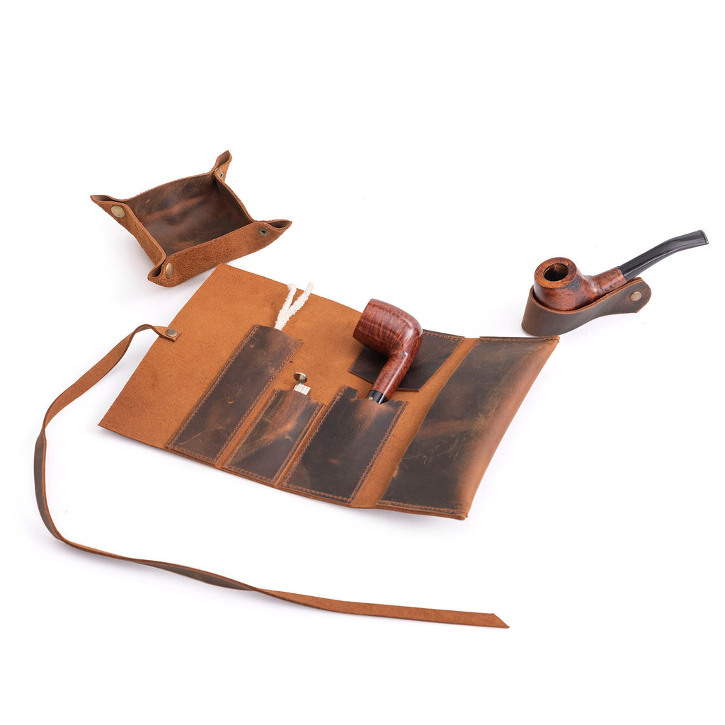Tobacco Leather Mini Pipe Pouch: Handmade Pocketsize Pipe Bag for 1-Pipe