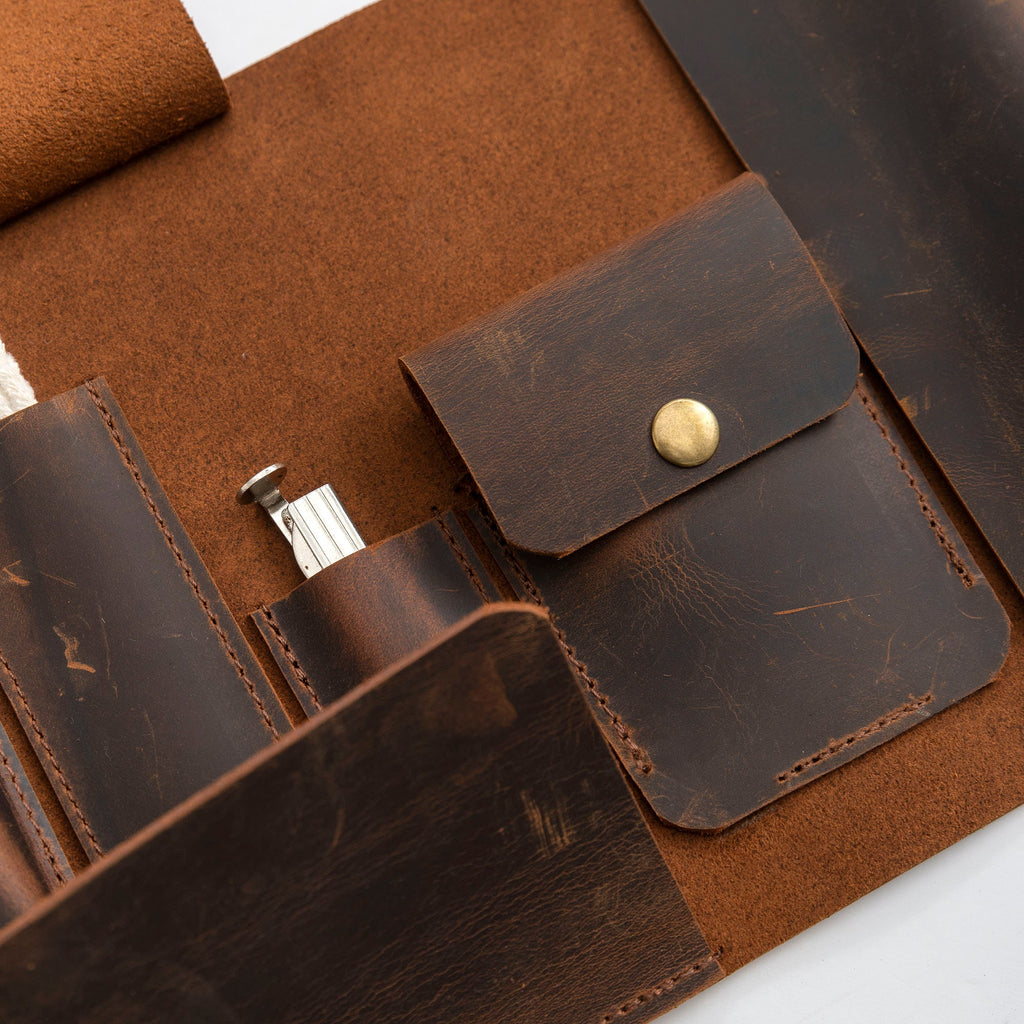 Tobacco Leather Pipe Pouch: Handmade Pipe Bag for 2-Pipes