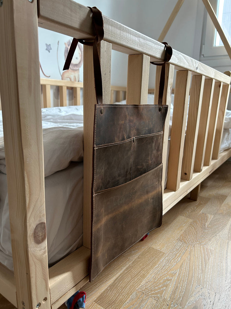 Leather Bedside Storage Organizer: Handmade Bedside Caddy