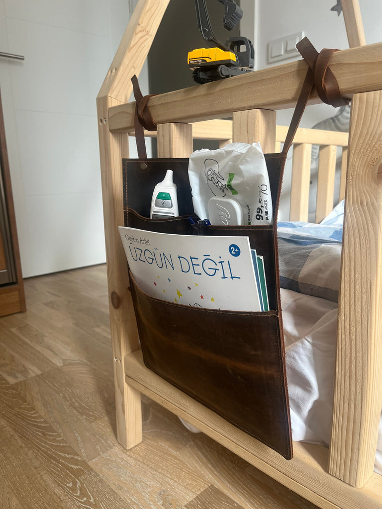 Leather Bedside Storage Organizer: Handmade Bedside Caddy