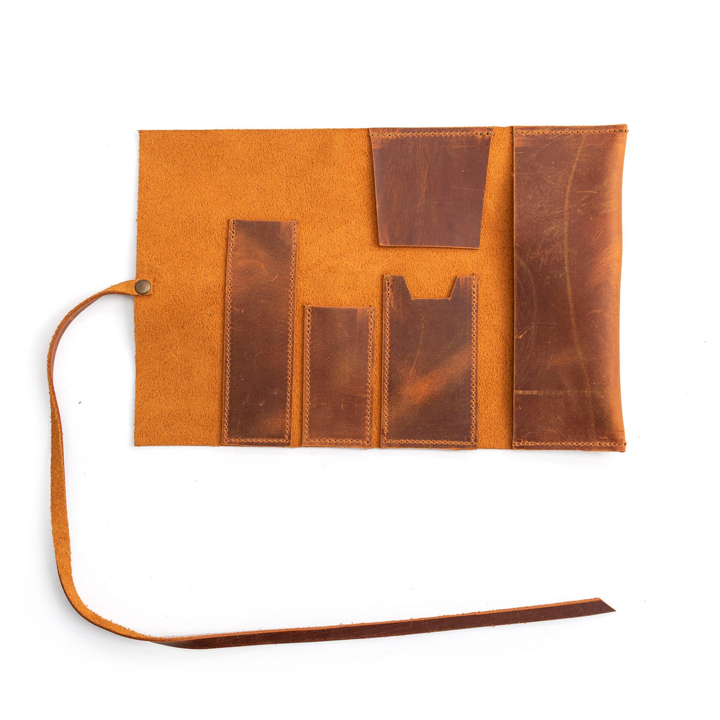 Camel Leather Mini Pipe Pouch: Handmade Pocketsize Pipe Bag for 1-Pipe