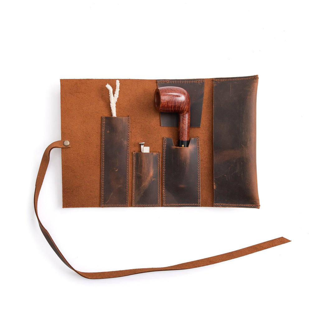 Tobacco Leather Mini Pipe Pouch: Handmade Pocketsize Pipe Bag for 1-Pipe