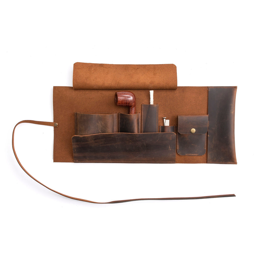 Tobacco Leather Pipe Pouch: Handmade Pipe Bag for 1-Pipe