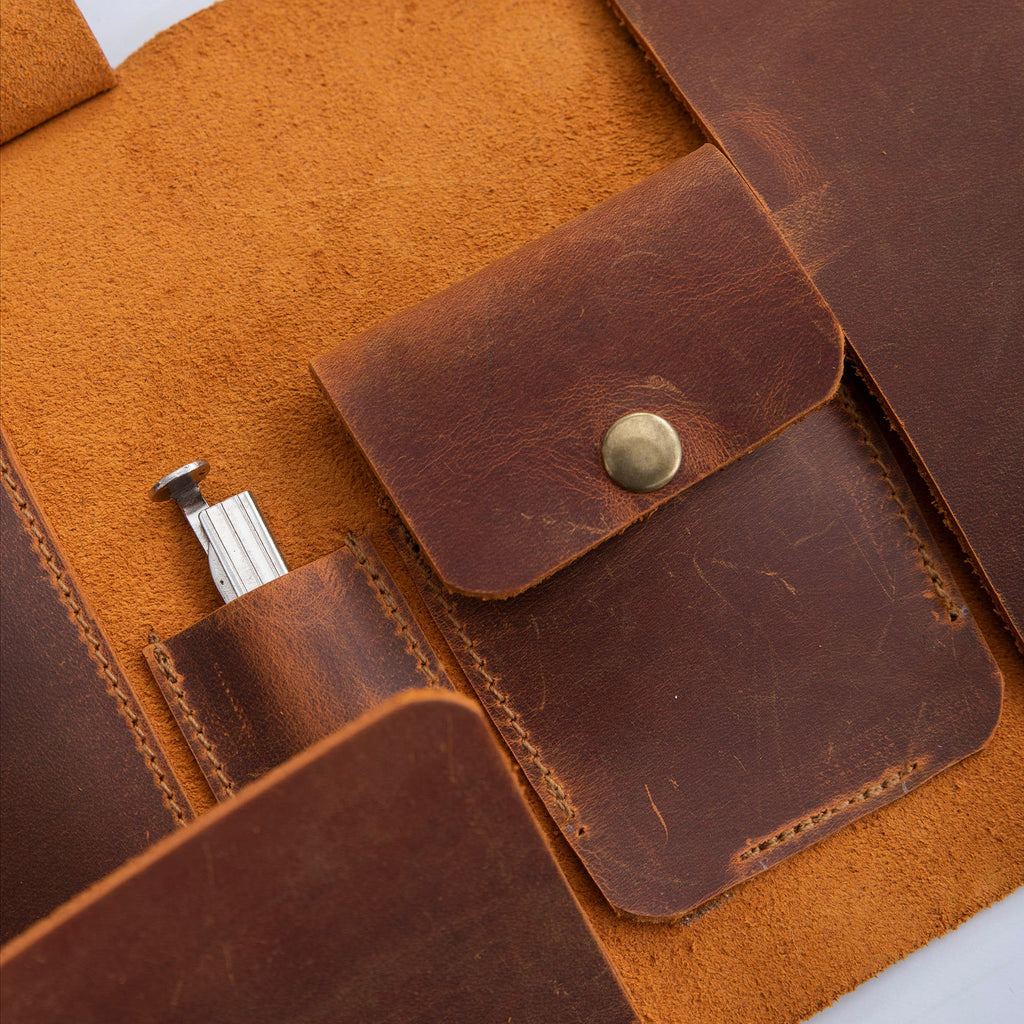 Camel Leather Pipe Pouch: Handmade Pipe Bag for 2-Pipes