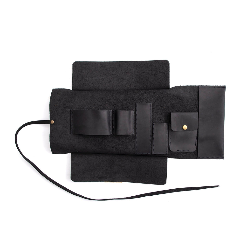 Black Leather Pipe Pouch: Handmade Pipe Bag for 1-Pipe