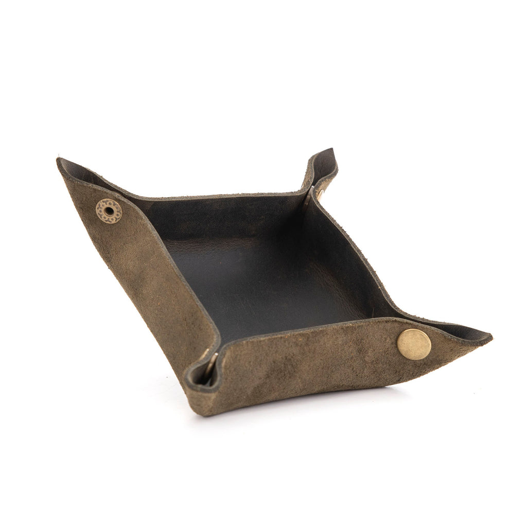 Distressed Leather Valet Tray: Handmade All-in-One Accessories Organizer