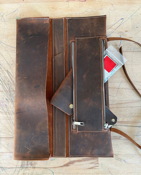 Leather Churchwarden Pipe Bag Full Set: Handmade Tolkien Pipe Rollup Complete Set For The Pipe Smoker