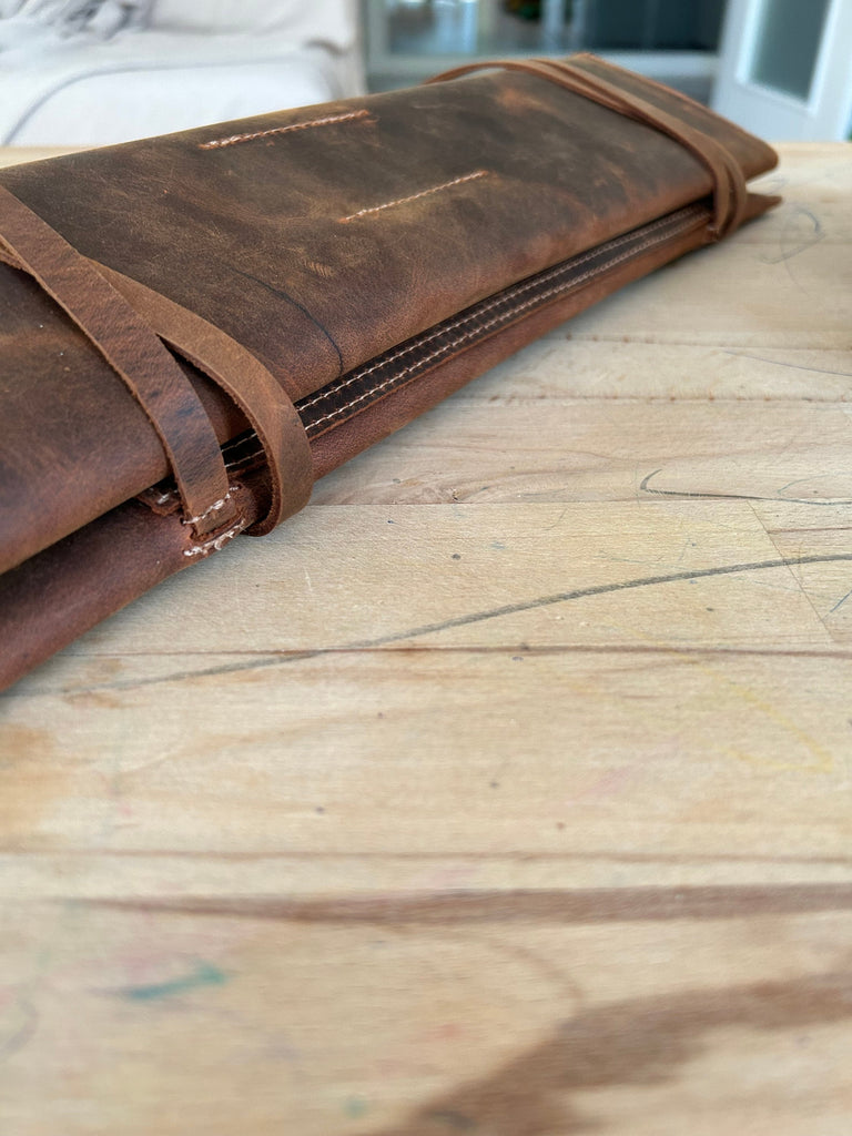 Leather Churchwarden Pipe Bag Full Set: Handmade Tolkien Pipe Rollup Complete Set For The Pipe Smoker