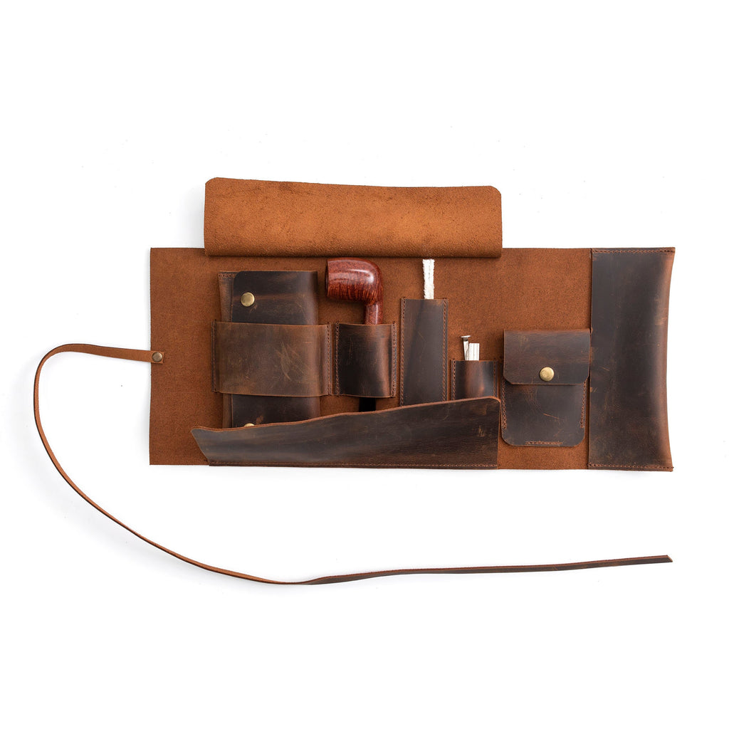 Tobacco Leather Pipe Pouch: Handmade Pipe Bag for 1-Pipe