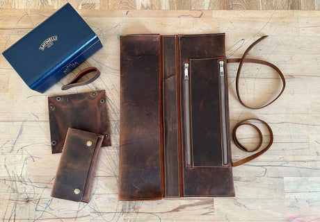Leather Churchwarden Pipe Bag Full Set: Handmade Tolkien Pipe Rollup Complete Set For The Pipe Smoker - Large