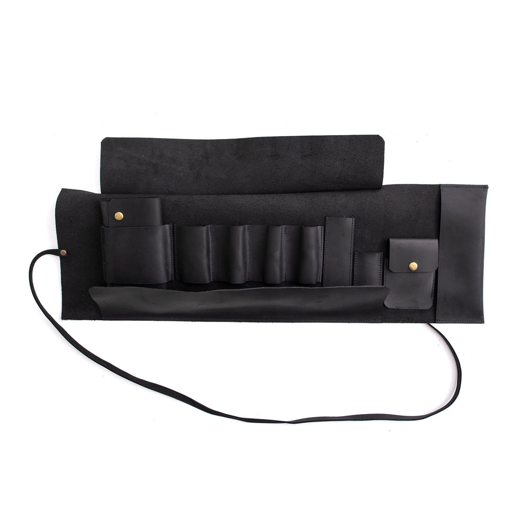 Black Leather Pipe Pouch: Handmade Pipe Bag for 4-Pipes