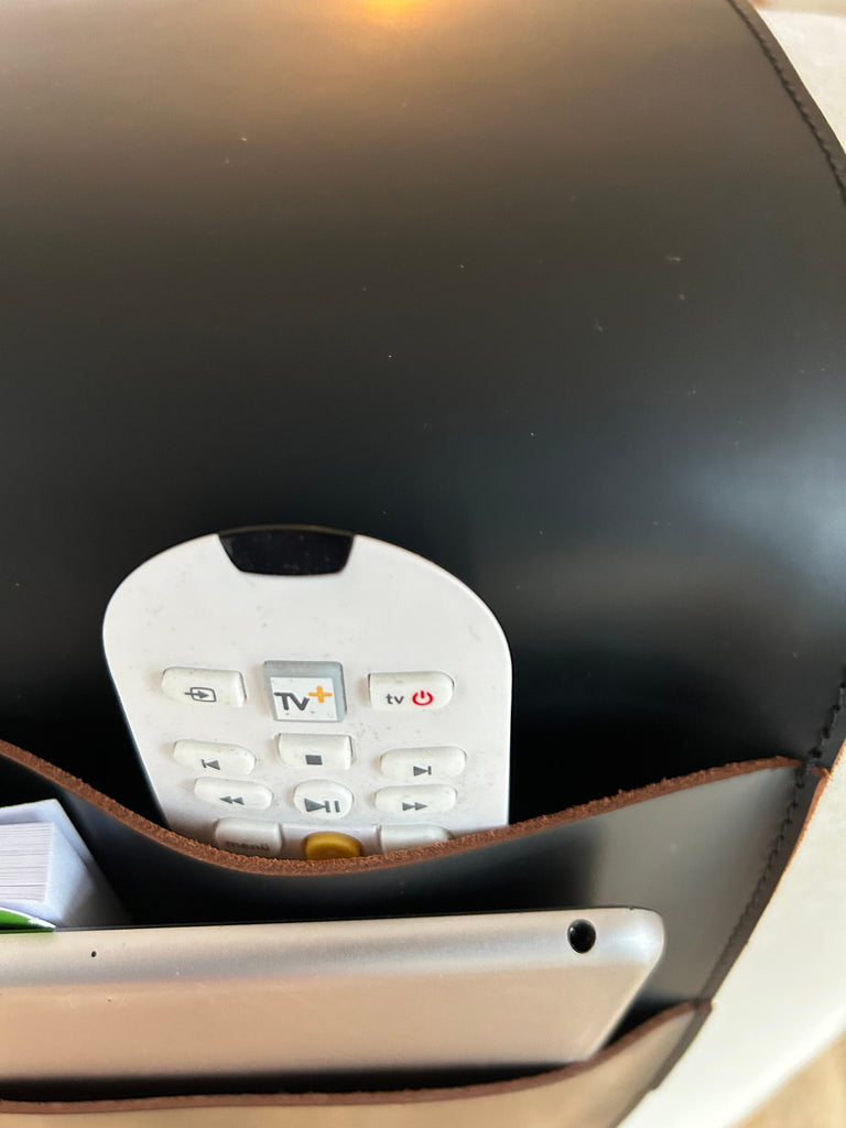 Handmade Leather Sofa Armrest Organizer: Couch Caddy with 3 Pockets For Home Accessories