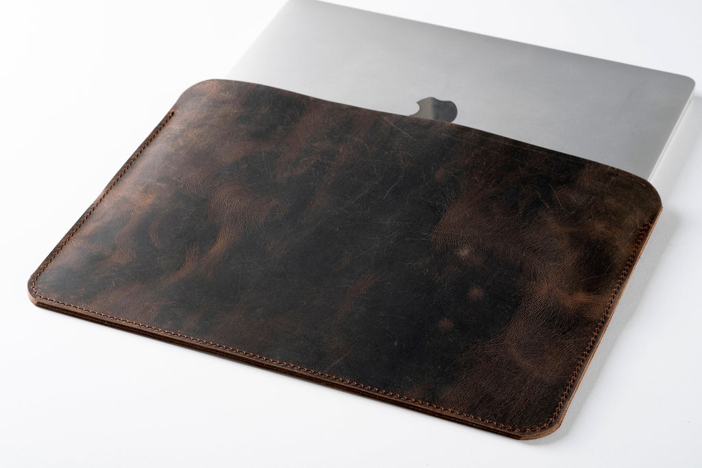 Handmade Leather MacBook Pro 14-inch Sleeve: Full Grain Cowhide Laptop Case