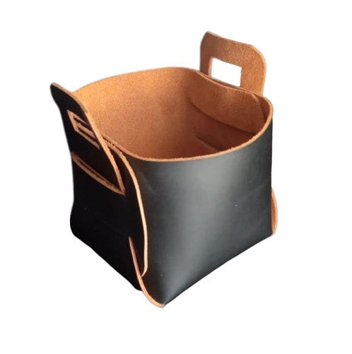 Leather Storage Basket Set of 6: Handmade Organizer Bin Set