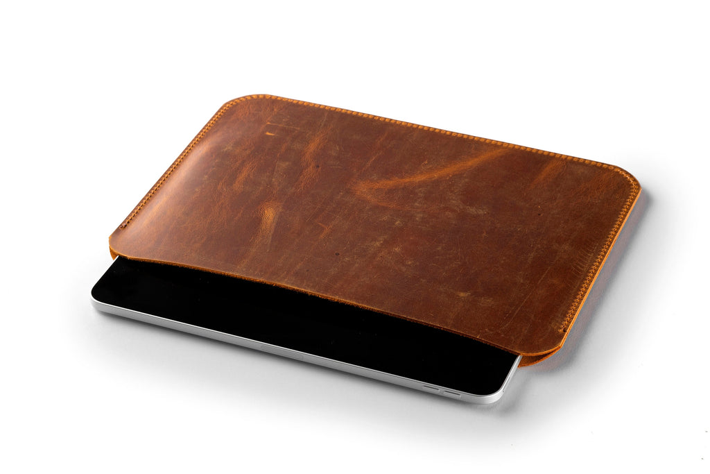 Handmade Leather iPad Sleeve: Full Grain Cowhide Case