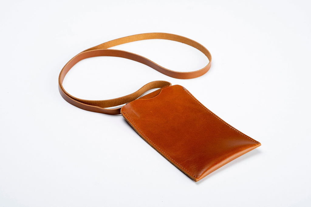 Handmade Light Tobacco Leather iPhone Pro Max Sleeve: Full Grain Cowhide