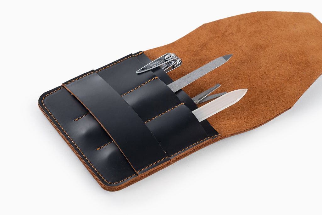 Distressed Leather Manicure Case: Handmade Manicure Organizer Bag For Daily Use