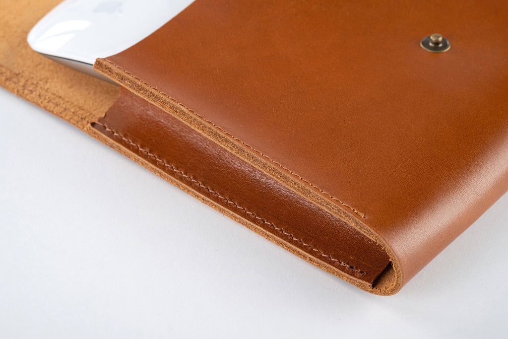 Leather Laptop Charger Organizer: Handmade Laptop Cable & Mouse Storage Case