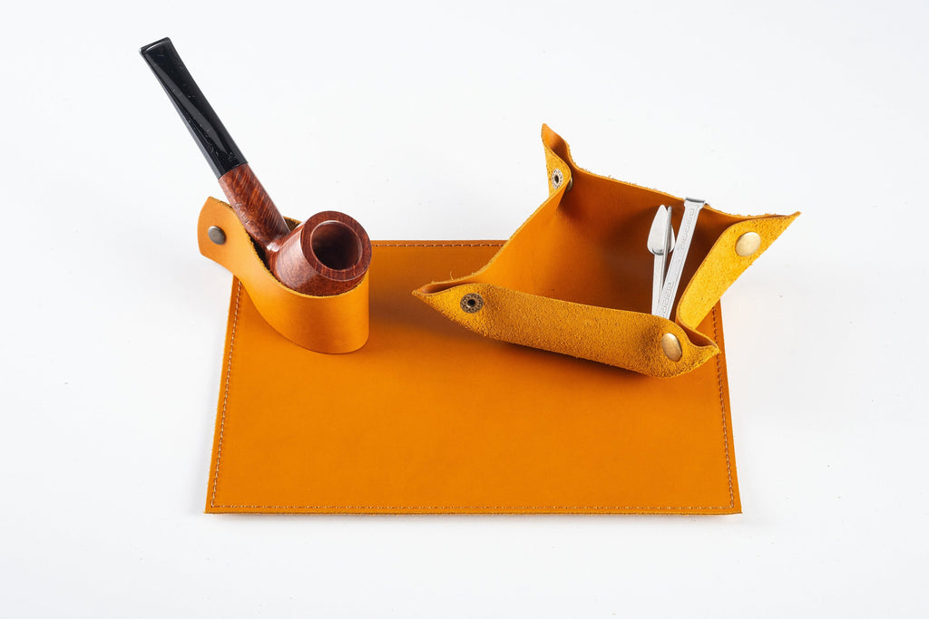 Leather Pipe Accessories Set: Handmade Complete Accessories Set For The Pipe Smokers