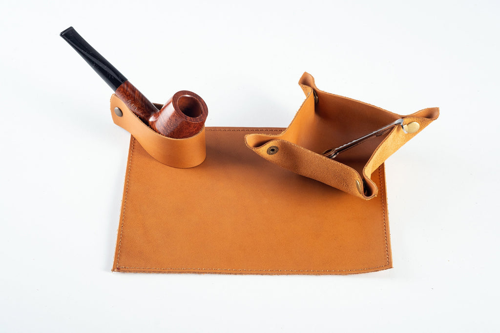 Leather Pipe Accessories Set: Handmade Complete Accessories Set For The Pipe Smokers