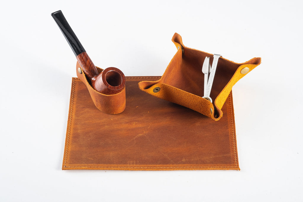 Leather Pipe Accessories Set: Handmade Complete Accessories Set For The Pipe Smokers