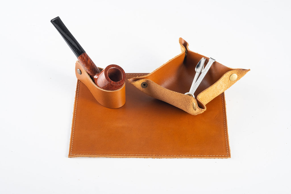 Leather Pipe Accessories Set: Handmade Complete Accessories Set For The Pipe Smokers