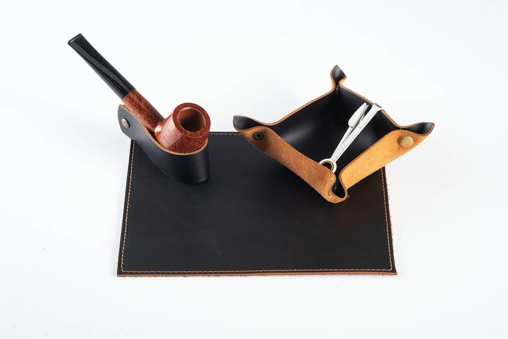 Leather Pipe Accessories Set: Handmade Complete Accessories Set For The Pipe Smokers