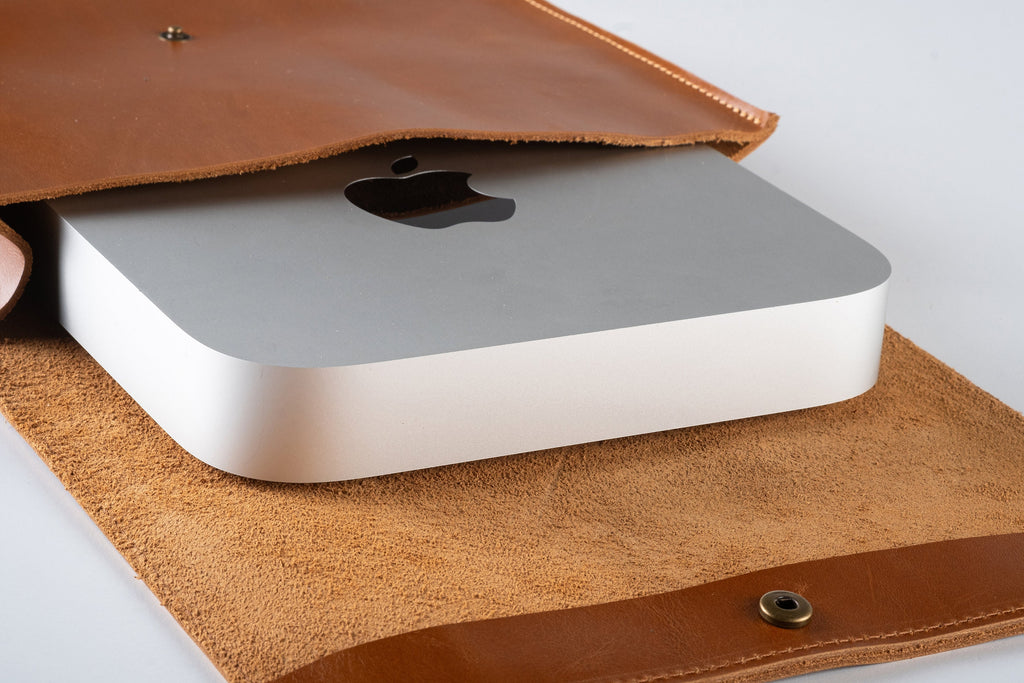 Handmade Leather Mac Mini Case: Luxury Desk Organizer
