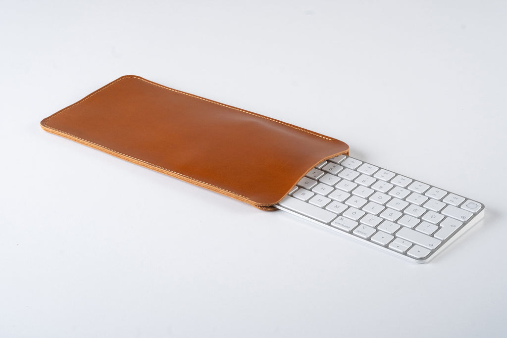 Handmade Distressed Leather Keyboard Sleeve: Full Grain Cowhide Case
