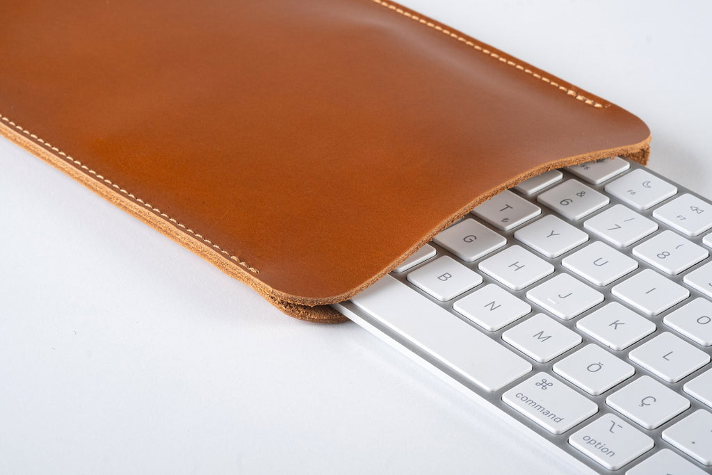 Handmade Distressed Leather Keyboard Sleeve: Full Grain Cowhide Case