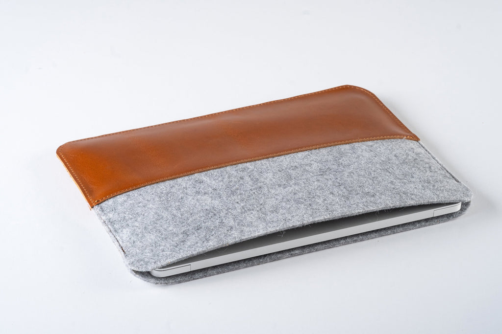 Handmade Leather & Felt Laptop Sleeve: Slim Protective Case