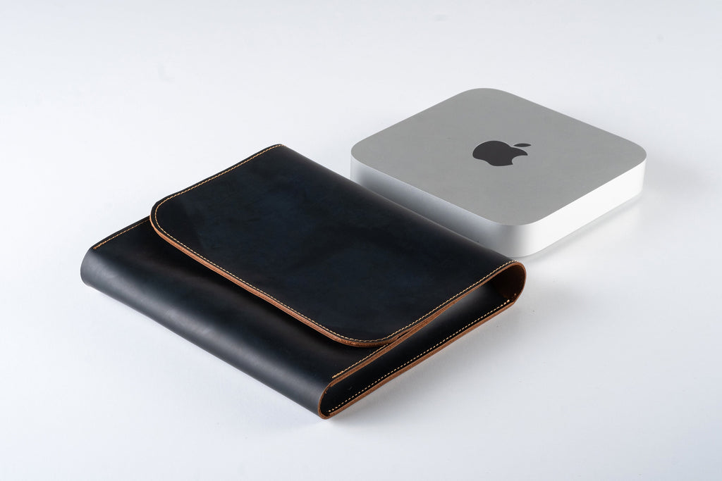 Handmade Leather Mac Mini Case: Luxury Desk Organizer