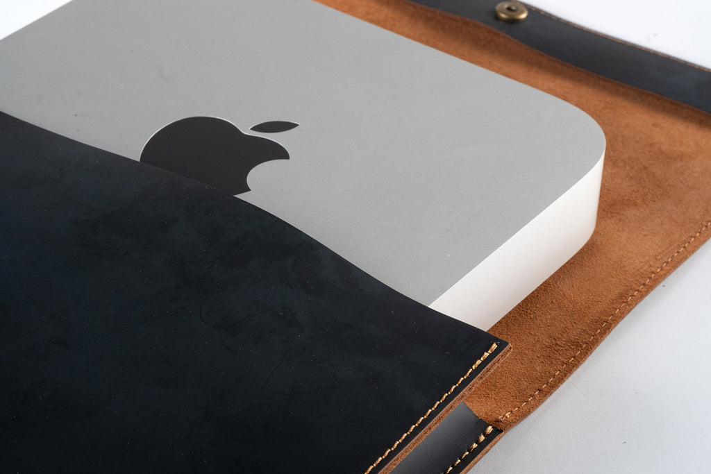 Handmade Leather Mac Mini Case: Luxury Desk Organizer