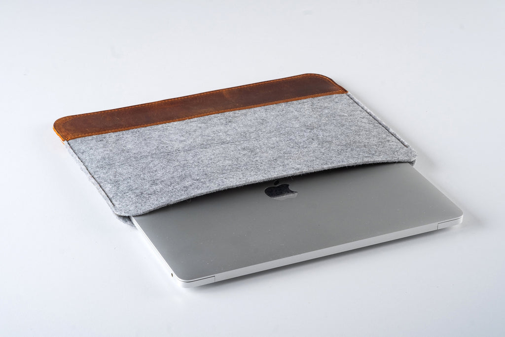 Handmade Leather & Felt Laptop Sleeve: Protective Case