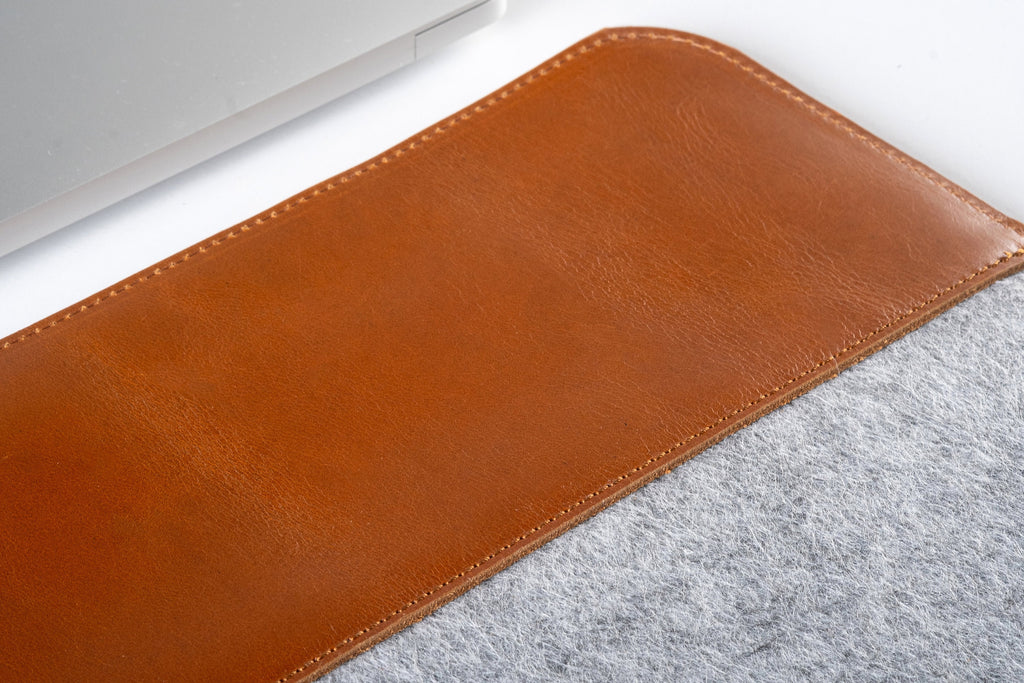 Handmade Leather & Felt Laptop Sleeve: Slim Protective Case