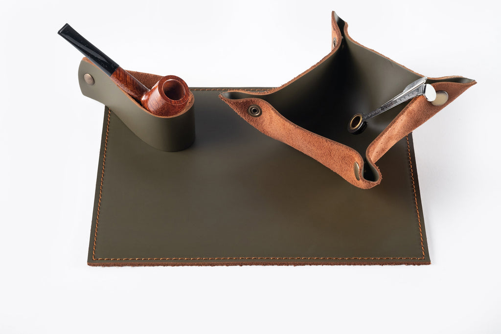 Leather Pipe Accessories Set: Handmade Complete Accessories Set For The Pipe Smokers