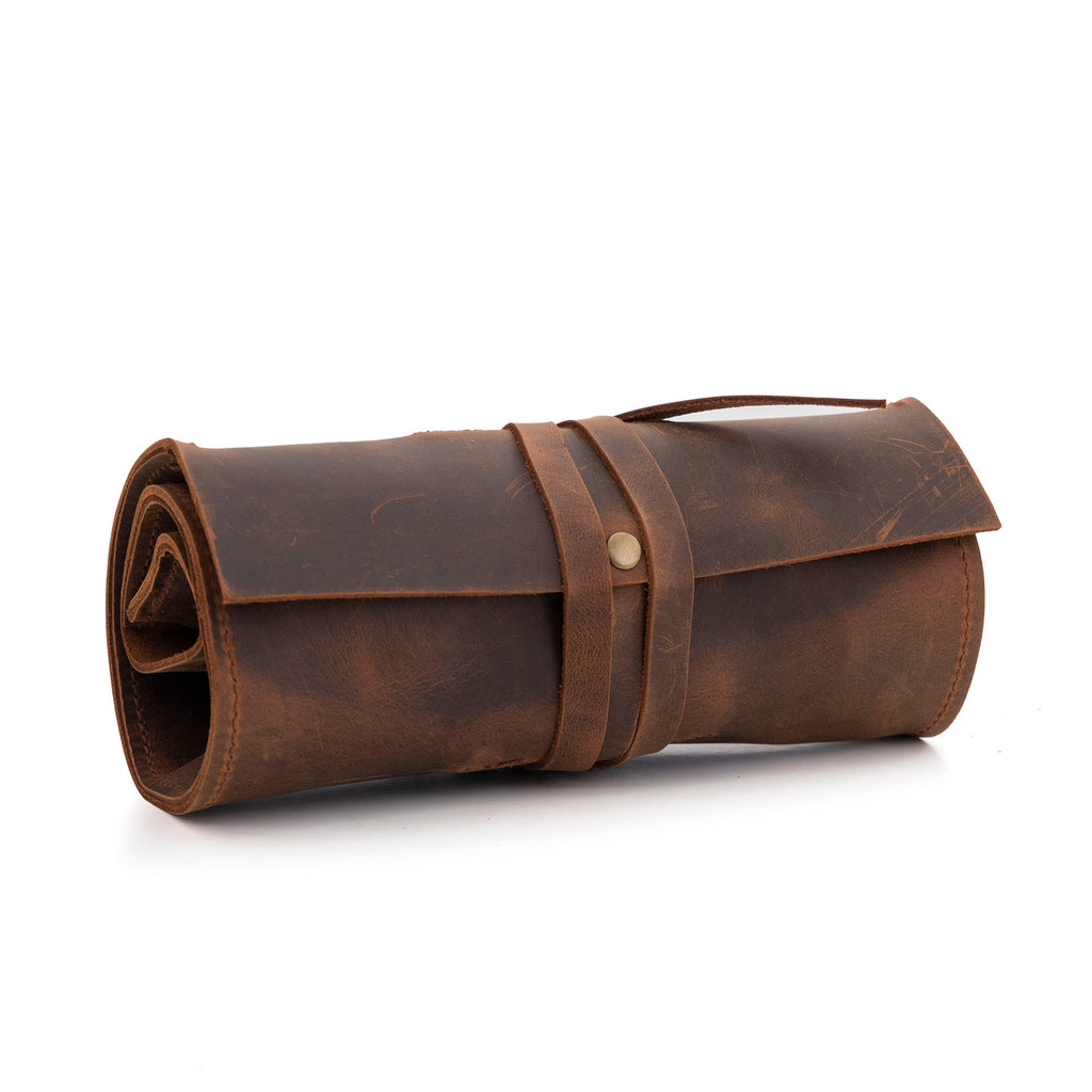 Tobacco Leather Pipe Pouch: Handmade Pipe Bag for 4-Pipes
