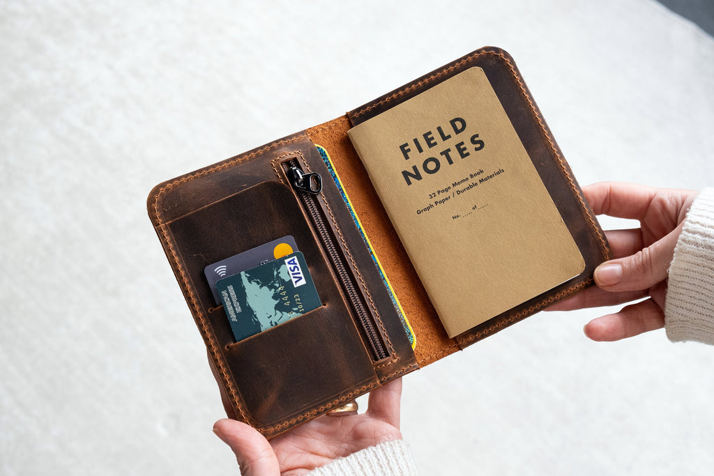 Leather Journal Cover for Moleskine Cahier Notebook, Handmade Travel Wallet, Custom Pocketsize Journal Cover & Travel Wallet