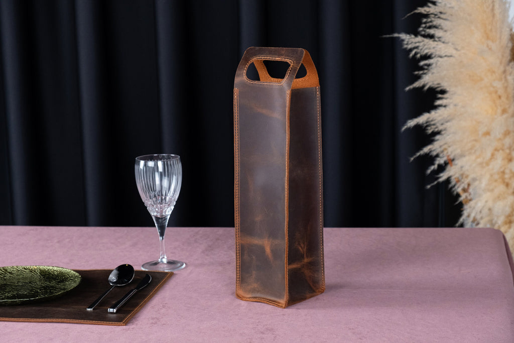 Personalized Leather Wine Holder: Handmade Custom Wine Caddy