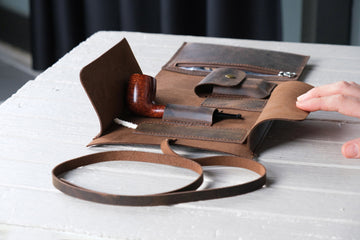 Leather Pipe Roll Set With Zipper, Handmade Pipe Pouch for 1/2/3/4-Pipes, Leather Pipe Rollup Bag Set, The Pipe Smokers Full Set Zippered