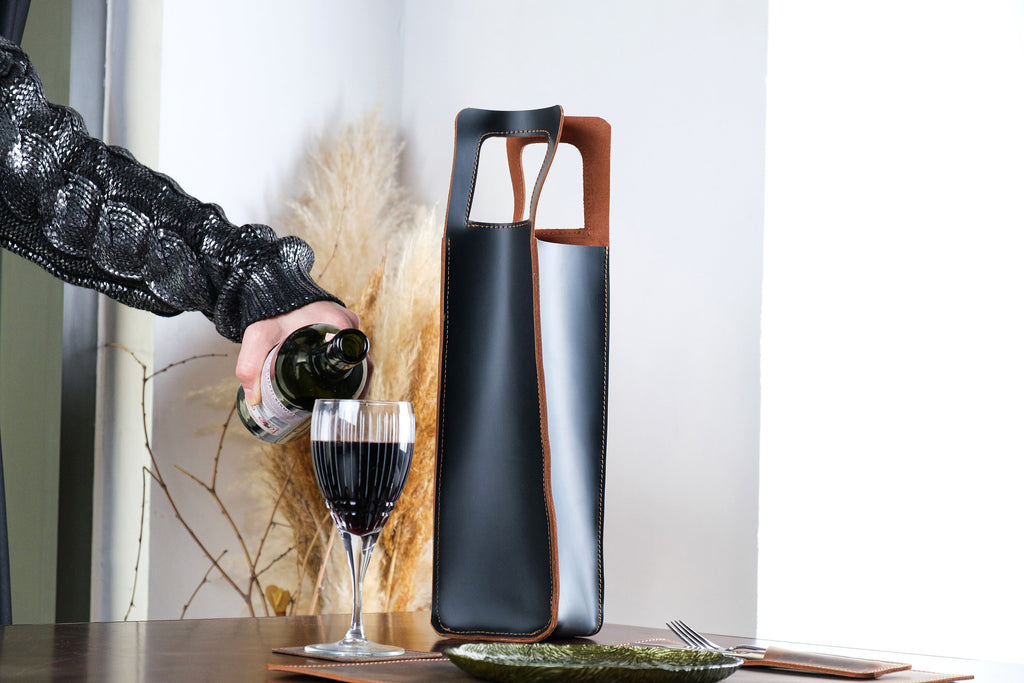 Personalized Leather Wine Holder: Handmade Wine Caddy